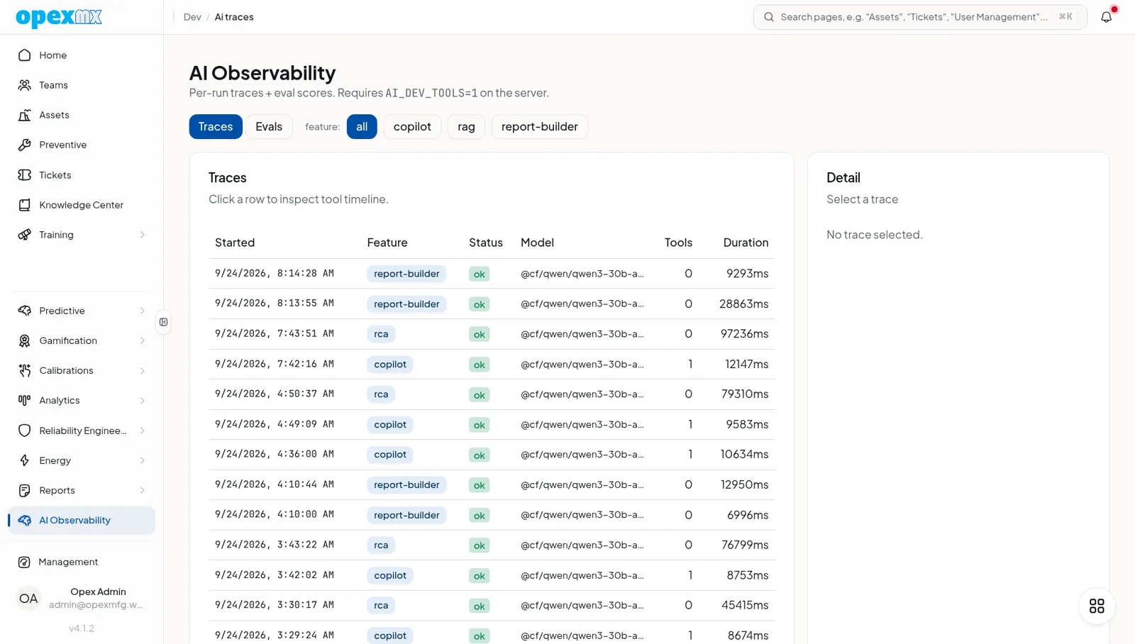 Observability traces used to watch for anomalous activity across the system.